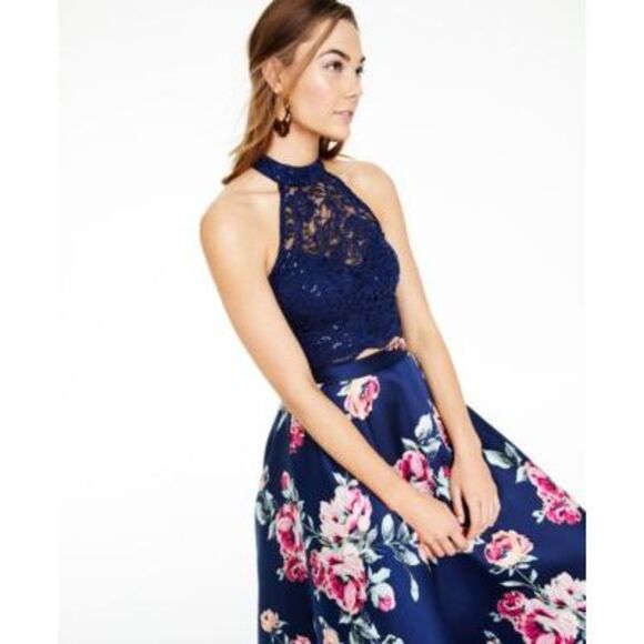 NWT CITY STUDIO Womens Navy Evening Top 3 - Picture 1 of 4